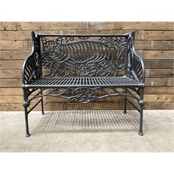 Richard Bawden (1936-2024); - Cat design painted cast iron garden bench
