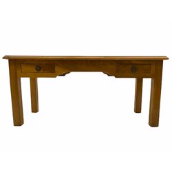 Yew coffee/console table, two drawers