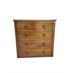 Victorian mahogany straight-front chest, fitted with two short and three long drawers