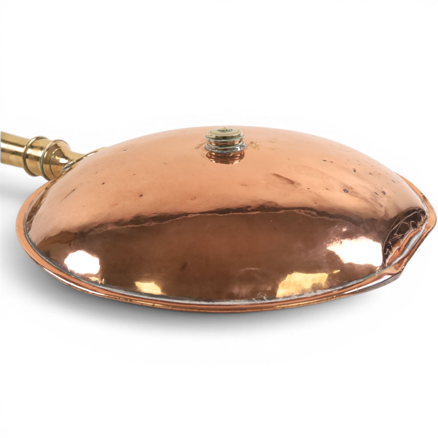 Copper coal bucket, together with two foot warmers, two trays and copper bed pan 