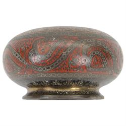 Indian bronze censor, decorated with stylised flowers upon a stepped circular base, H8cm