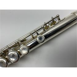 Yamaha 211, silver plated three-piece flute, serial no.844200; in fitted case with cleaning rod