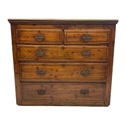 Georgian elm and pine chest, fitted with two short and three long drawers, chequered drawer bandings