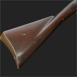 19th century Indian Brown Bess style flintlock musket, the 138cm round steel barrel ram rod beneath, overall L174cm