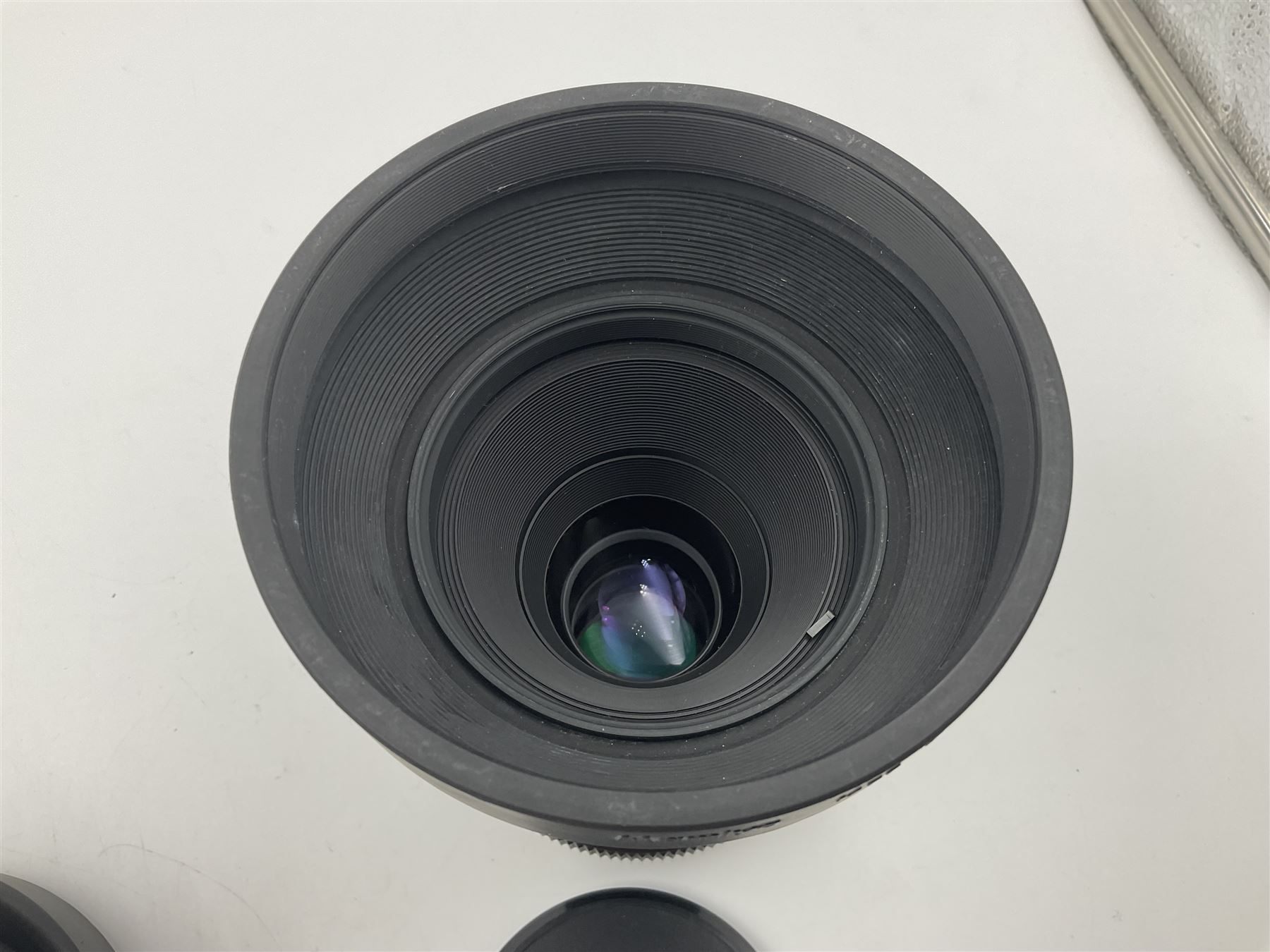 Seiko 'Mamiya Macro M 1:4.5 f=140mm M/L-A' lens serial no 003593 and Seiko 'Mamiya-Sekor Z f=110mm 1:2.8W' lens, serial no 56560