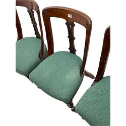 Set of four Victorian mahogany spoon back dining chairs, upholstered seats