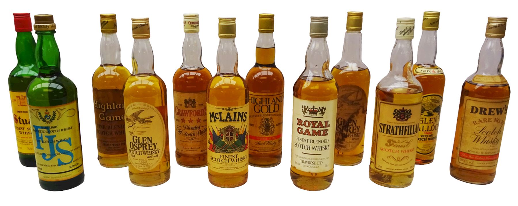 Twelve bottles of blended Scotch whisky, including House of Stuart, Highland Gold, Glen Talloch etc, various contents and proofs (12)