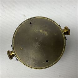 WWII British marching compass, the black lacquered brass case inscribed T.G.Co.Ltd. No.B100228 (broad arrow) 1941 Mk.III; and a ship's brass cased clinometer, the silvered dial marked R(arrow)L, D9cm; in leather carrying case (2)