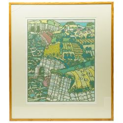 Anthony Ratcliffe (British 1954-): 'Bempton' East Riding, woodblock print in colours signed titled dated '89 and numbered 7/10 in pencil 74cm x 61cm