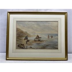 Kate E Booth (British fl.1850-1898): 'Fisherfolk', watercolour signed and titled 34cm x 50cm