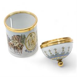 Staffordshire Enamels pomander, two Chelsea Bonbonnieres in the form of a Giraffe and rosebud, together with a Crummles Royal Mail enamel label holder (4)