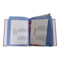 Comprehensive collection of approximately two hundred and twenty Scarborough FC football programmes for the 1999/00, 2000/01, 2001/02 and 2002/03 seasons, all filed within eight dedicated Scarborough FC red Home and Away binders