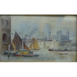  'Scarborough', watercolour signed by John Francis Bland (British 1857-1899) and 'The Tower of London', watercolour signed with initial E.D and dated 1889, 13.5cm x 21.5cm (2)  