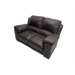 Rogers of York - pair two seat sofas, upholstered in soft brown leather