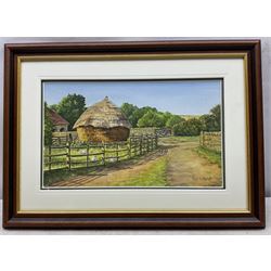 Ron Wagstaff (Northern British 20th Century): 'High and Dry - Norfolk', 'Haystack and Yard - Beamish', 'Newark Fairground' and Farmyard Landscapes, collection of five watercolours signed, variously titled verso max 35cm x 44cm (5)