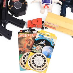 1980s toys, including Kenner The Real Ghostbusters Ghost Popper, Kenner Ghostbusters Stay Puft Marshmallow Man, boxed Kenner Robin Hood Prince of Thieves Bola Bomber, boxed Tyco Thunderbirds View Master 3D gift set, Planet of the Apes and Terrahawks Viewmaster slides, Proton Warrior Battle Game and a Knight Rider Comtron lorry