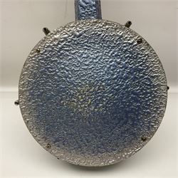John Grey & Sons banjolele with unusual all over mottled blue and silver textured finish L57cm; in carrying case
