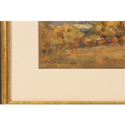 John William Howey (Staithes Group 1873-1938): 'Hambleton Hills - Thirlby', watercolour signed and dated 1923, titled in a later hand verso 26.5cm x 36cm