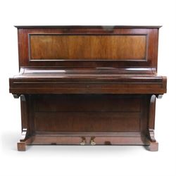 Edwardian C. Bechstein mahogany cased upright piano, with ivory keys and two pedals, seria...
