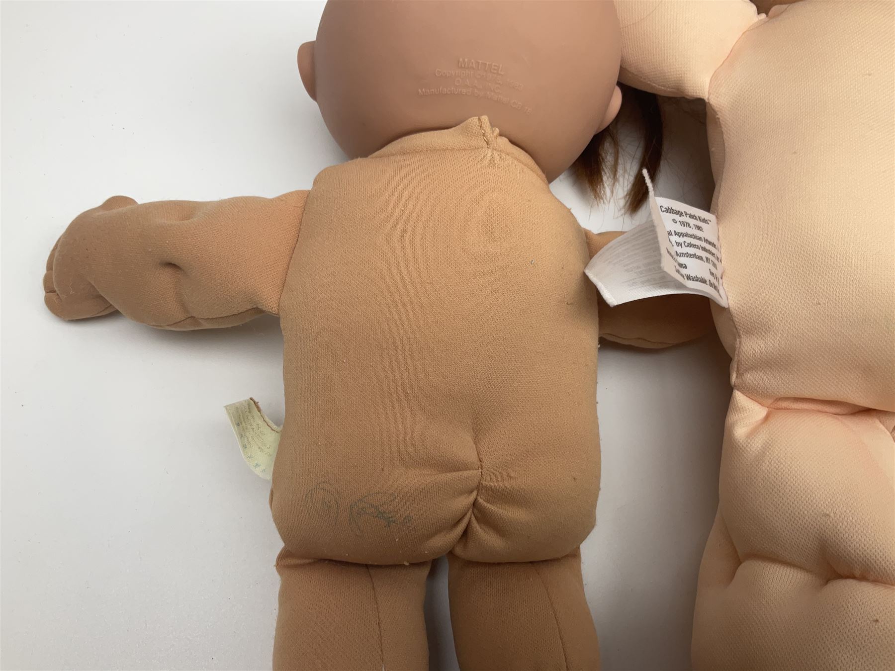 Plush covered soft toy of a swimming duck with squeeze type musical action L17cm; and collection of ten Cabbage Patch type dolls by various makers including Mattel, Hasbro, Appalachian Artworks, Migliorati etc