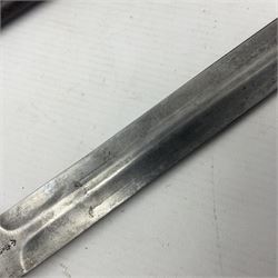 British Pattern 1888 knife bayonet, the 30cm double edged blade by Sanderson with central raised medial ridge and various marks to the ricasso including date code 12 98; in leather covered scabbard with various stamped marks L44cm overall
