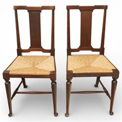 Pair of Morris & Co ‘Hampton’ design chair attributed to H. Howes, the shaped rectangular ...