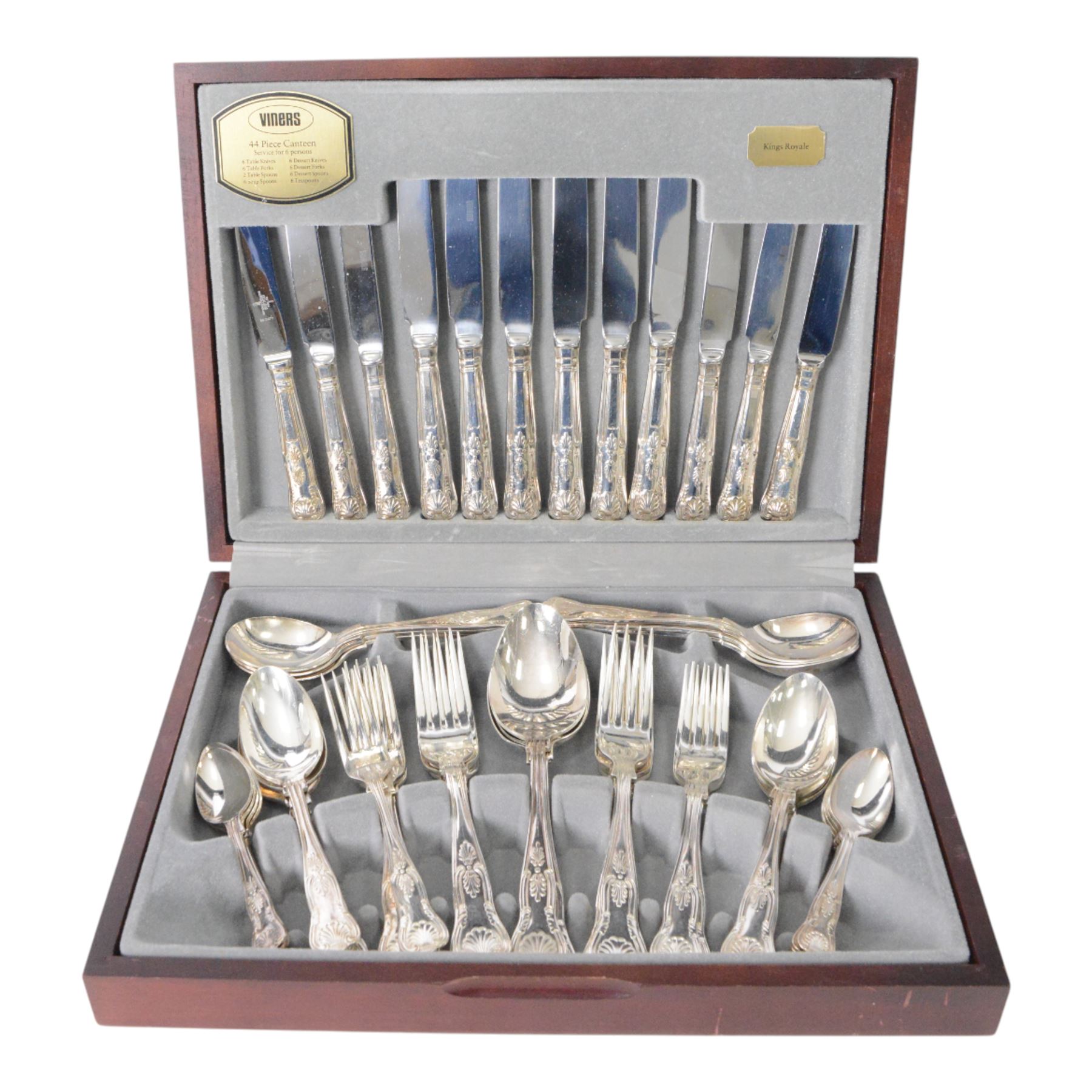 Viners King's Royale pattern canteen of silver plated cutlery for six place settings
