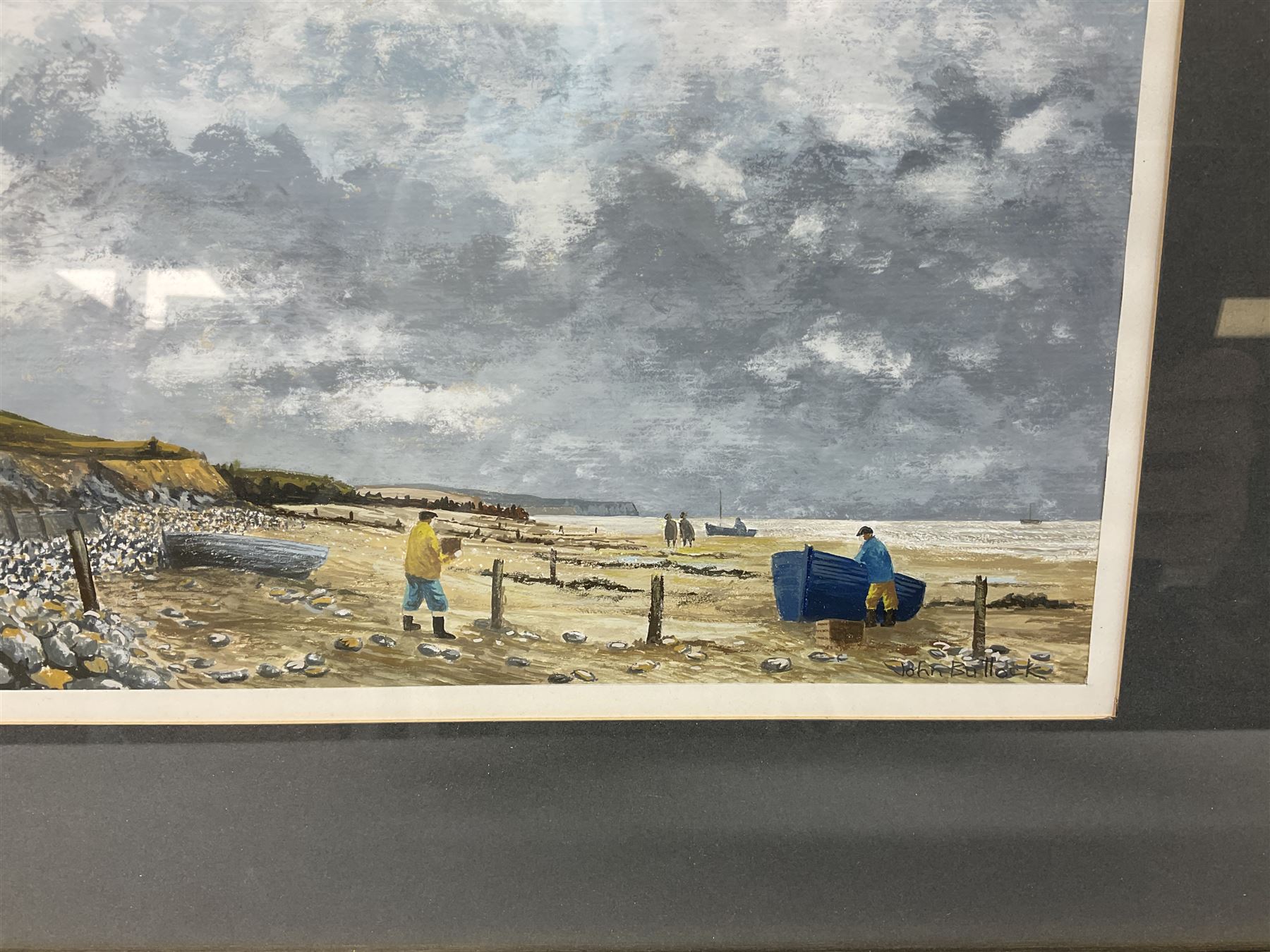 John Bullock (British 20th Century) 'North Yorkshire Beach', Gouache signed title verso, together with 19th Century colour print (2)
