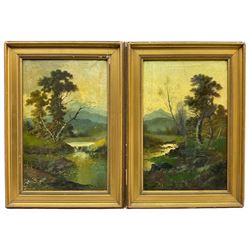English School (Late 19th century): River Landscape Scenes, pair oils on canvas unsigned 38cm x 24cm (2)