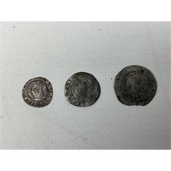 British coinage including George III 1797 cartwheel twopence, George IIII 1822 farthing, Queen Victoria 1873, 1887 and 1895 shillings, 1883, 1889 and 1890 halfcrowns, King George V 1917 halfcrown, various pre 1947 silver coins etc