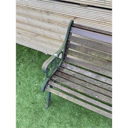 Cast metal and wood slatted garden bench - THIS LOT IS TO BE COLLECTED BY APPOINTMENT FROM DUGGLEBY STORAGE, GREAT HILL, EASTFIELD, SCARBOROUGH, YO11 3TX