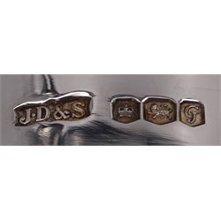 Modern limited edition silver goblet to commemorate the 350th anniversary of the Act of Parliament founding the Company of Cutlers, the tapering cylindrical bowl engraved with crest, with gilt interior and upon parcel gilt textured knopped stem and pierced circular foot, hallmarked James Dixon & Sons, Sheffield 1974, number 21/210 , in original fitted box with paperwork