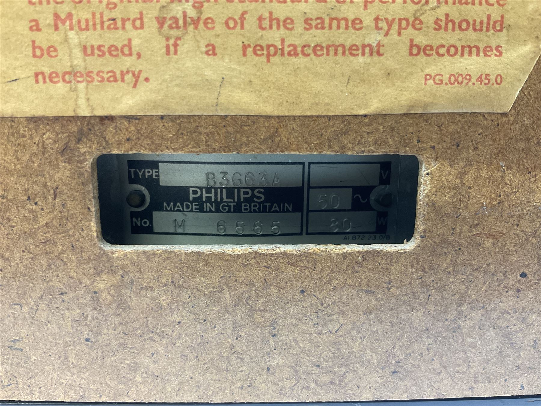 1950s Philips valve radio model B3G63A in brown Bakelite case, W42cm D21cm H30cm, together with 1950s Cossor Melody Maker model 524 radio and 1950s Grundig model 2041, tallest H35.5cm