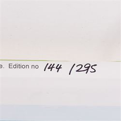 Tracy Savage (Scarborough 1963-): 'Gone Surfing', limited edition canvas print, titled and numbered 144/295 verso 114cm x 31cm (unframed)