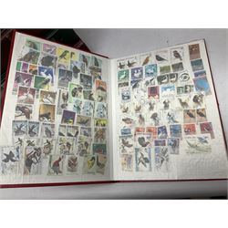 Various Royal Mail PHQ cards, first day covers, World stamps including Poland, Uruguay, Pakistan etc, housed in sixteen albums / folders, in one box
