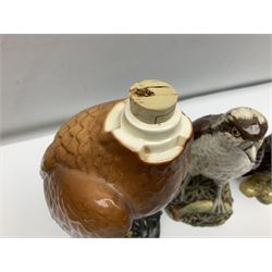 Collection of Beswick and Royal Doulton whisky decanters, in the form of birds, to include Golden Eagle, Barn Owl, Peregrine Falcon, Buzzard etc 