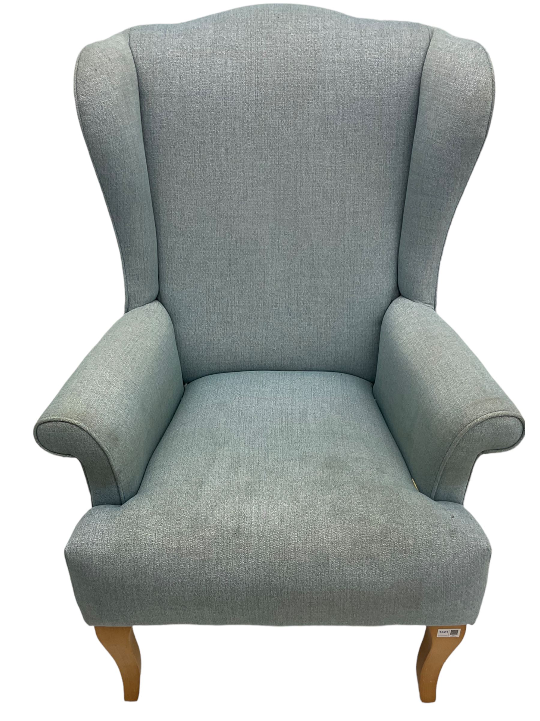 John Lewis high wing back armchair upholstered in denim cover
