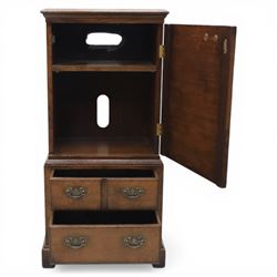 Titchmarsh & Goodwin - Georgian design small oak cabinet in the form of a tallboy, false drawers with cupboard top, over two long drawers raised on bracket feet 
