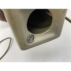 India Jane table lamp, decorated with blue birds and floral vines upon a white ground, fitted with a cream lampshade, H62cm 