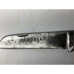 Early 20th century Royal Garrison Artillery Orkney army folding jack/clasp knife, the blade inscribed 'Orkney R.G.A.(T) and marked F. Newton Premier Sheffield, with blade and marlin spike and horn grips