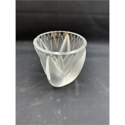 Lalique clear and frosted glass 'Thebes' vase, engraved beneath Lalique France and bearing original label to inside of rim, H11.5cm











 