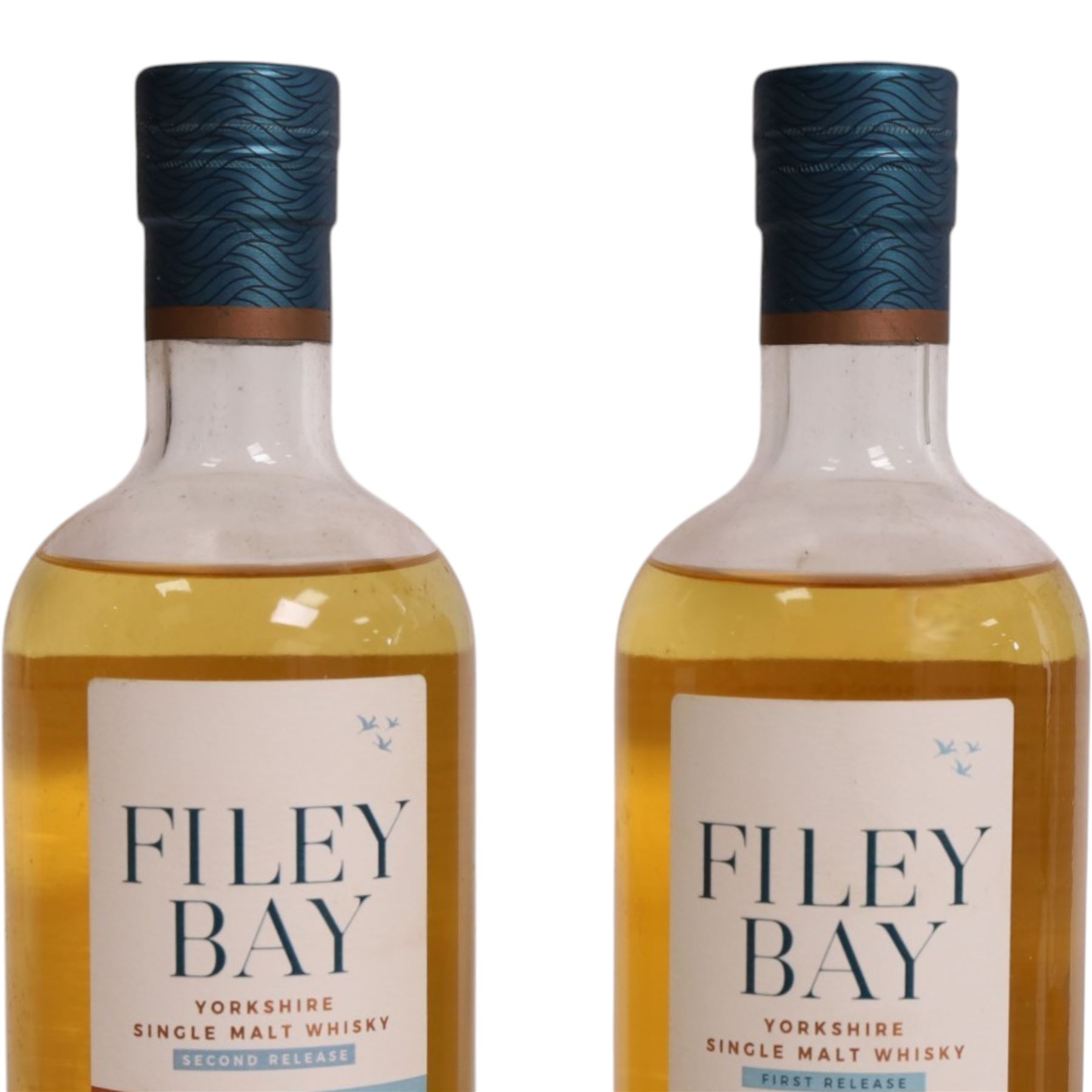 Spirit of Yorkshire Distillery, Filey Bay First Release single malt whisky, 70cl 46% vol and Filey Bay Second Release single malt whisky 70cl 46% vol