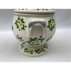 Large Portmeirion decorated in the 'Summer Strawberries' pattern soup tureen and ladle with twin handles, H32cm
