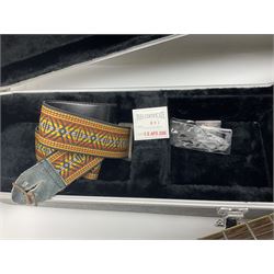 Gretsch Electromatic semi-acoustic guitar model G5129 in black and red with Bigsby tremolo, serial no.KS05063904; L105cm; in fitted hard carrying case