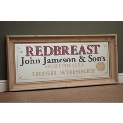  'Redbreast Irish' whisky, rectangular advertising mirror, W138cm, D62cm  