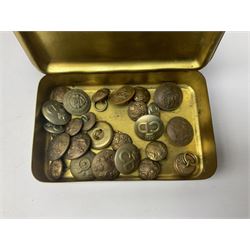 Framed WW2 'Special Order of the Day' poster date 24th May 1940 relating to Narvik in Norway; WW1 Princess Mary Christmas tin with quantity of uniform buttons; cigarette silk of the Prince of Wales in uniform; Royal Navy dinner menus, including HMS Daedalus Taranto forty-third, forty-fourth and forty-fifth anniversary dinners, 1983-1985, the wardroom mess summer ball, etc   