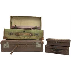 Five vintage suitcases, the largest - W67cm