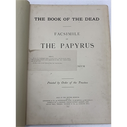  The Book of the Dead - Facsimile of the Papyrus of Ani. 1890. British Museum. Large folio edition. Series of large colour plates. Ex Brighton Public Library with numerous library stamps and library black cloth binding.  