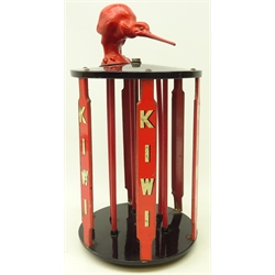  Vintage Kiwi shoe polish rotating tin display stand, H38cm   