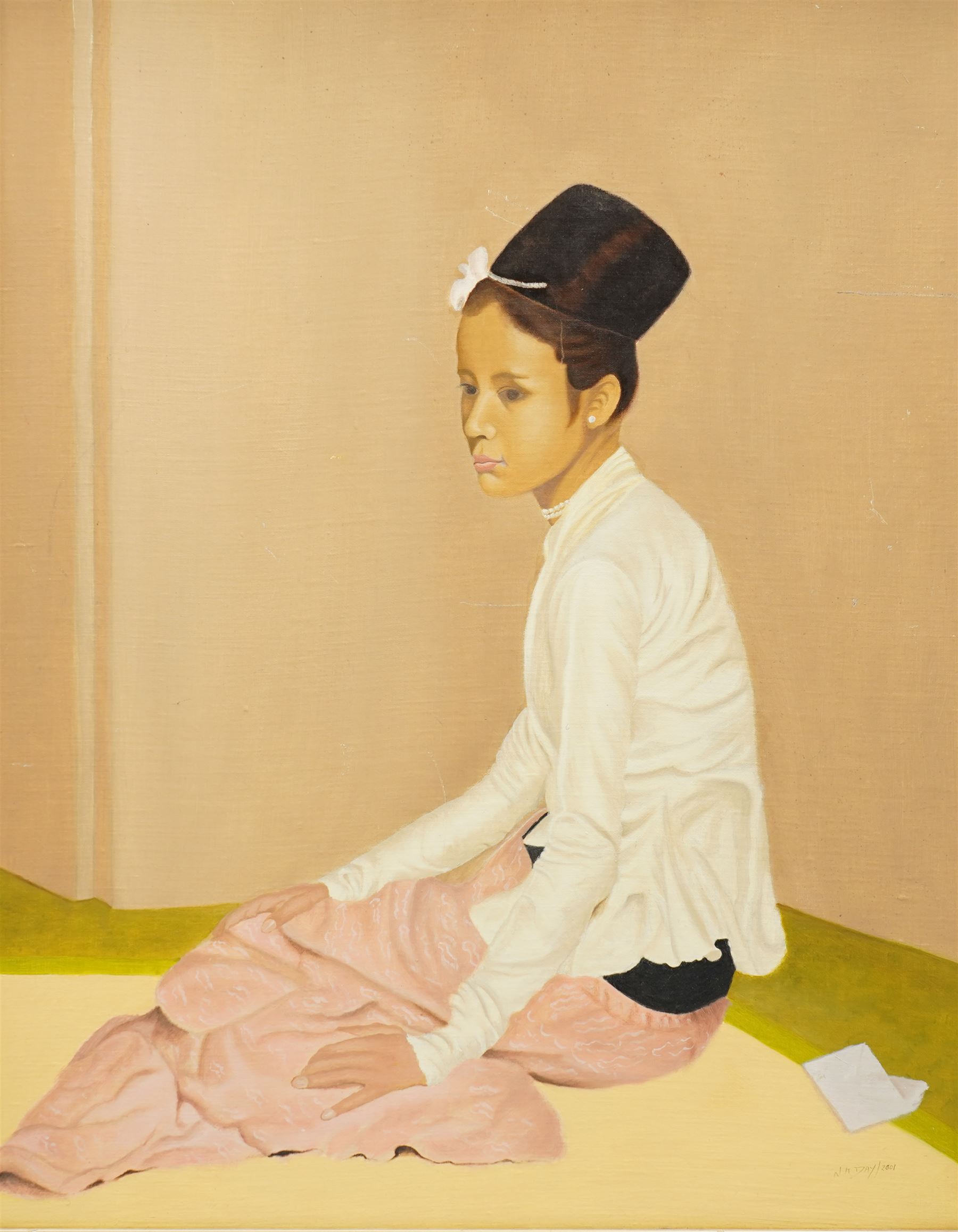 N K Day after Sir Gerald Festus Kelly (British 1879-1972): Princess Sao Ohn Nyun of Burma, oil on board signed dated 2001, with preparatory sketch verso 58cm x 46cm 
